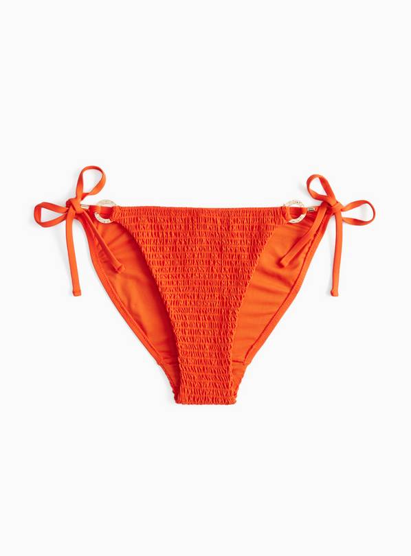 Orange Faux Shirred Coord Bikini Bottoms 10